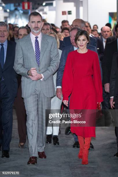 King Felipe VI of Spain and Queen Letizia of Spain attend the opening of ARCO 2018 at Ifema on February 22, 2018 in Madrid, Spain.