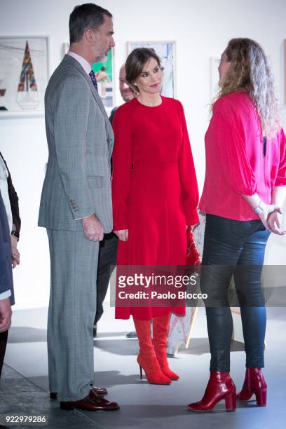 King Felipe VI of Spain and Queen Letizia of Spain attend the opening of ARCO 2018 at Ifema on February 22, 2018 in Madrid, Spain.
