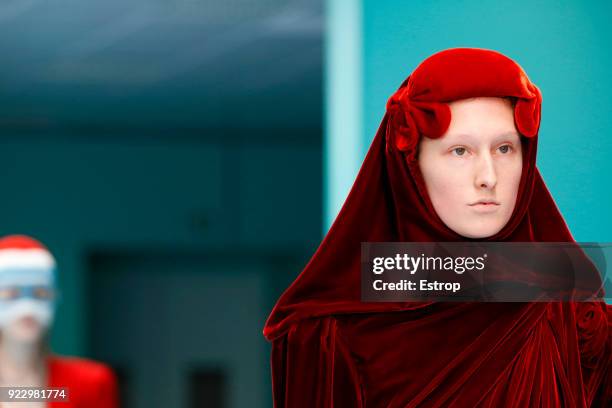 Headshot at the Gucci show during Milan Fashion Week Fall/Winter 2018/19 on February 21, 2018 in Milan, Italy.