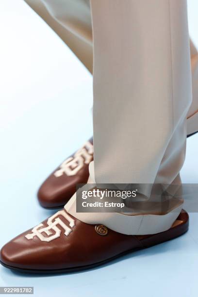 Shoe detail at the Gucci show during Milan Fashion Week Fall/Winter 2018/19 on February 21, 2018 in Milan, Italy.