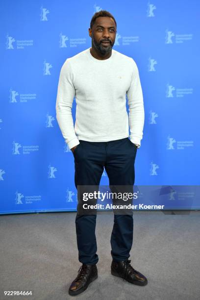 Idris Elba poses at the 'Yardie' photo call during the 68th Berlinale International Film Festival Berlin at Grand Hyatt Hotel on February 22, 2018 in...