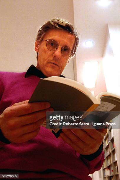 Italian journalist and writer Valerio Varesi present his new roman noir "il Commissario Soneri e la mano di Dio" at bookshop Mondadori Irnerio on...