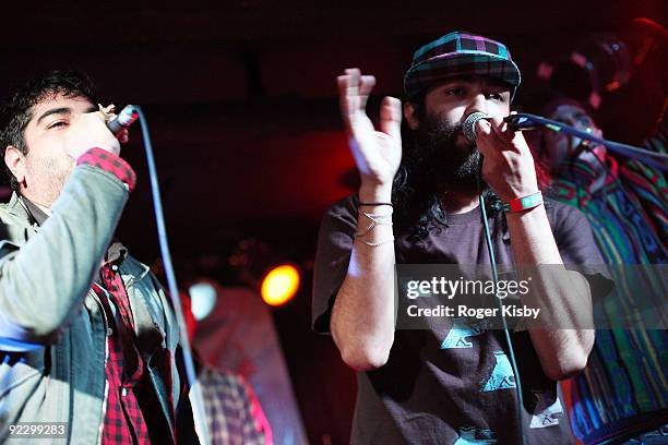 Victor Vazquez and Himanshu Suri of Das Rascist perform onstage at the Webster Hall as part of the 2009 CMJ Music Marathon & Film Festival on October...