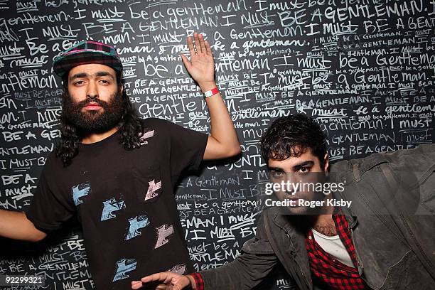 Himanshu Suri and Victor Vazquez of Das Racist pose for a portrait backstage at the Webster Hall as part of the 2009 CMJ Music Marathon & Film...