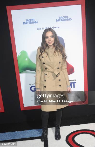 Actress Ingrid Bisu arrives for the Premiere Of New Line Cinema And Warner Bros. Pictures' "Game Night" held at TCL Chinese Theatre on February 21,...