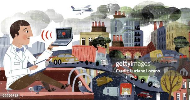 pollution - car pollution stock illustrations