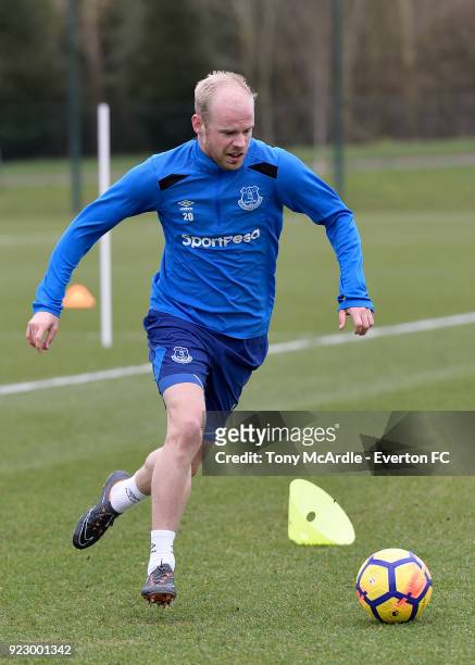 Davy Klaassen during the Everton FC training session at USM Finch Farm on February 21, 2018 in Halewood, England.