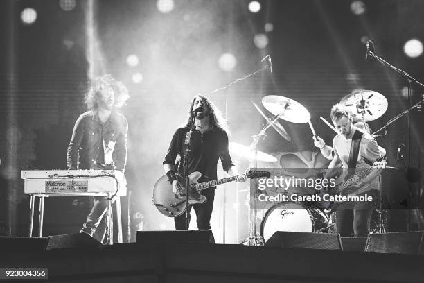 Foo Fighters perform at The BRIT Awards 2018 held at The O2 Arena on February 21, 2018 in London, England.