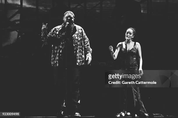 Rag'n'Bone Man and Jorja Smith perform at The BRIT Awards 2018 held at The O2 Arena on February 21, 2018 in London, England.
