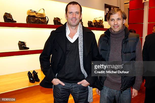 Christian Vadim and Paul Belmondo attend Dennis Hopper Book Launch Party Hosted by Diego Della Vallee at Hogan Store on October 22, 2009 in Paris,...
