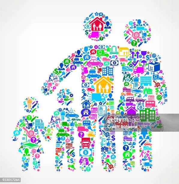 family moving and relocation icon pattern - movers packing stock illustrations