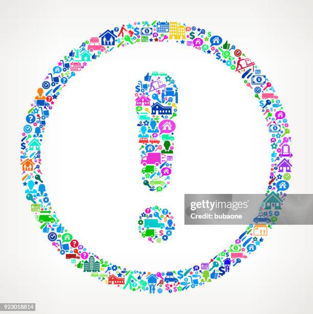 exclamation sign moving and relocation icon pattern - movers packing stock illustrations
