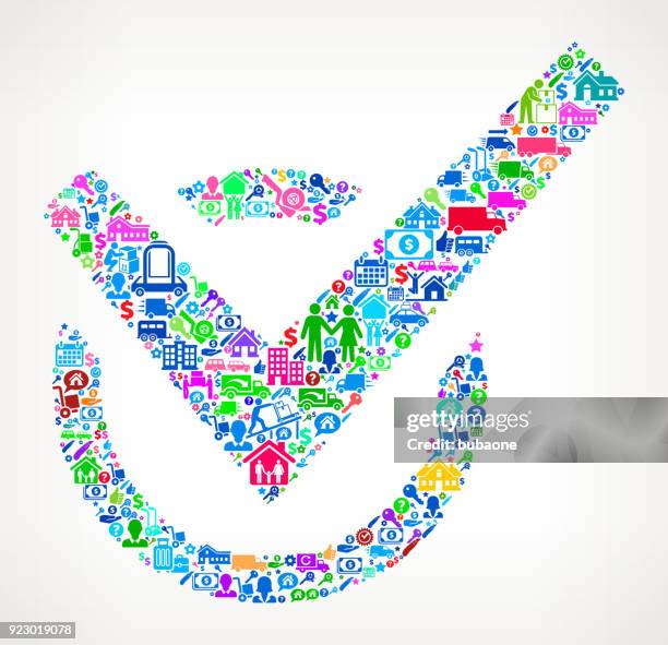 check mark moving and relocation icon pattern - movers packing stock illustrations