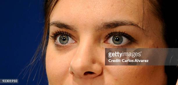 Russian pole vaulter Yelena Isinbayeva attends a press conference during the Prince of Asturias Awards 2009 at Hotel Reconquista on October 23, 2009...