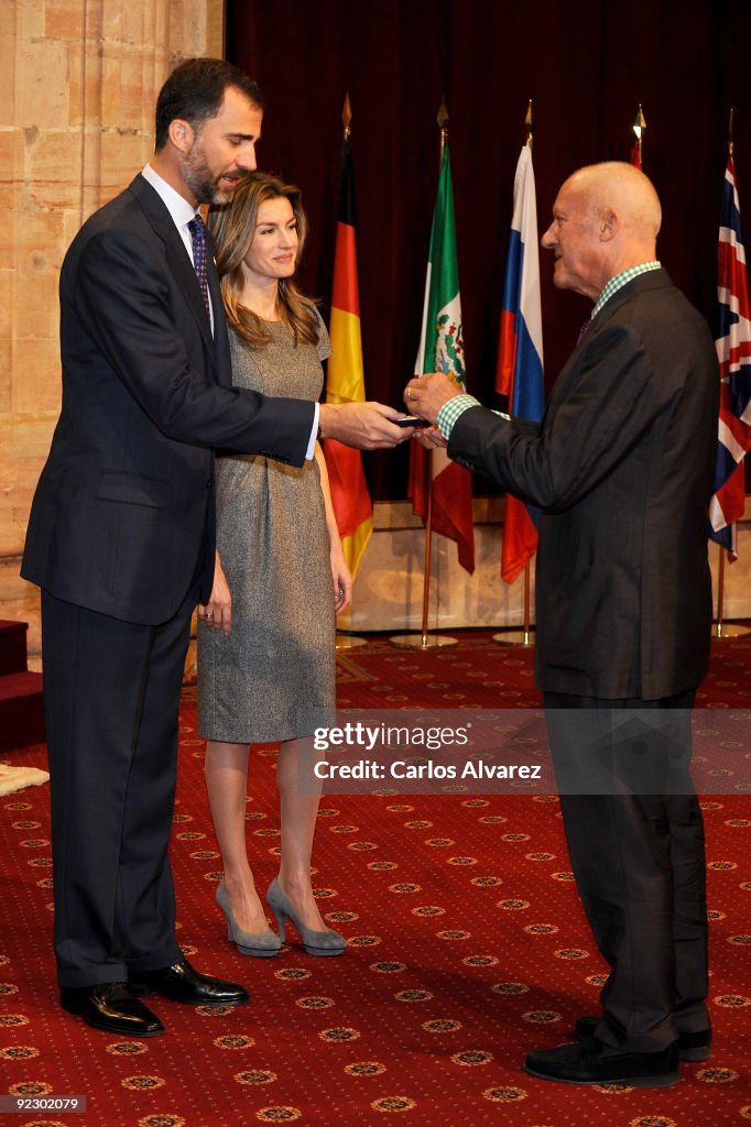 Spain´s Prince Felipe And Princess Letizia In Audience With The Laureates