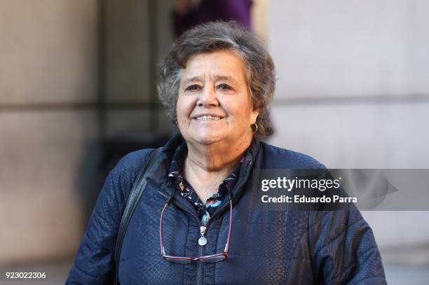 Cristina Almeida visits Antonio Fraguas Forges funeral chapel on February 22, 2018 in Madrid, Spain.