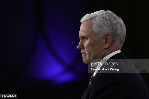 Vice President Mike Pence speaks during CPAC 2018 February 22, 2018 in National Harbor, Maryland. The American Conservative Union hosted its annual...