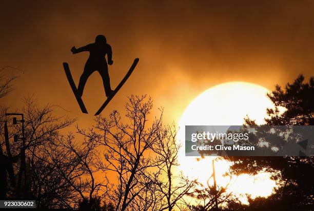 Wojciech Marusarz of Poland competes during the Nordic Combined Team Gundersen LH/4x5km, Ski Jumping Competition Round at Alpensia Cross-Country...