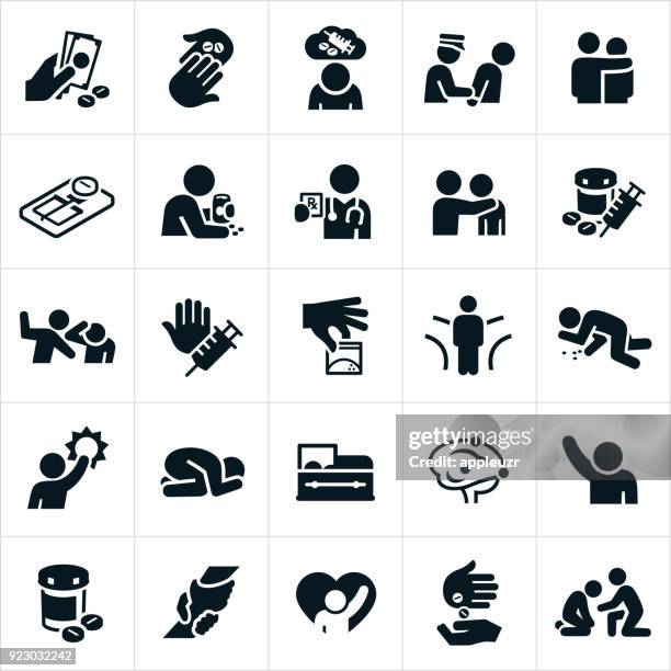 ilustrações de stock, clip art, desenhos animados e ícones de opioids crisis and recovery icons - ferido