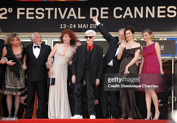 Actress Sabine Azema , director Alain Resnais, actor Andre Dussolier, actress Emmanuelle Devos and actress Anne Consigny attend the 'Wild Grass'...