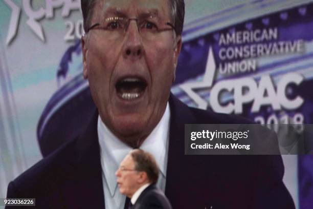 Vice President of the NRA Wayne LaPierre speaks during CPAC 2018 February 22, 2018 in National Harbor, Maryland. The American Conservative Union...