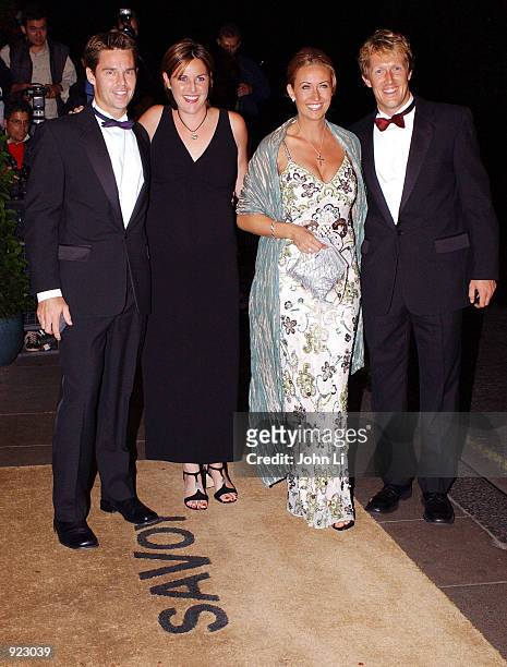 The Wimbledon mens doubles winners Tod Woodbridge and Jonas Bjorkman , with their partners, attend the Wimbledon Championship Ball at the Savoy Hotel...