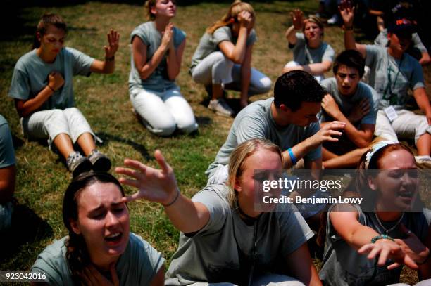 Jun 2005, Queens, New York, USA - Attendees of the Reverend Billy Graham's New York Crusade at Flushing Meadows Park in New York. Graham has preached...