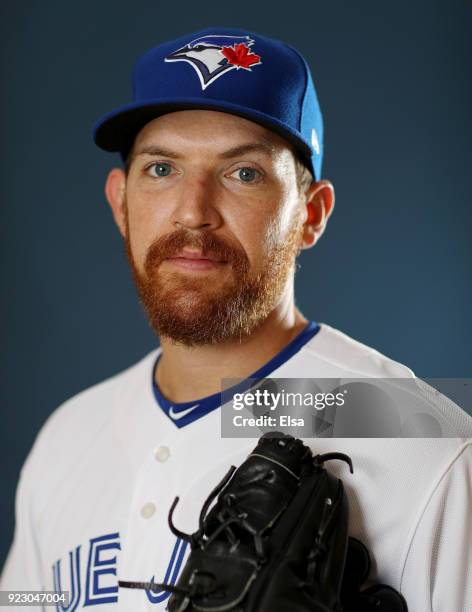 Danny Barnes of the Toronto Blue Jays poses for a portrait on February 22, 2018 at Dunedin Stadium in Dunedin, Florida.