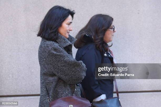 Angeles Gonzalez Sinde visits Antonio Fraguas Forges funeral chapel on February 22, 2018 in Madrid, Spain.