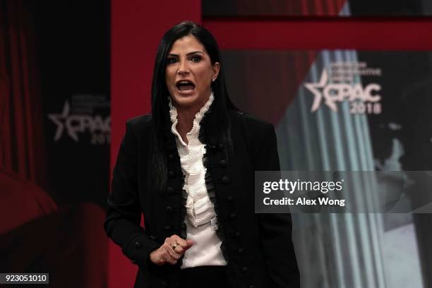National Rifle Association spokeswoman Dana Loesch speaks during CPAC 2018 February 22, 2018 in National Harbor, Maryland. The American Conservative...