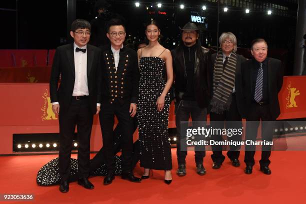 Richard Shen, Chutimon Chuengcharoensukying, Zhang Yang, Shozo Ichiyama and Manfred Wong attend the 'Museum' premiere during the 68th Berlinale...