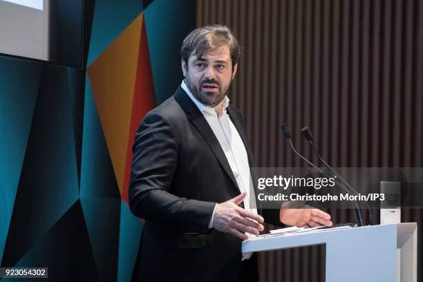 Enrique Martinez, Chief Executive Officer of Fnac Darty attends a news conference to announce the company's 2017 annual results presentation on...