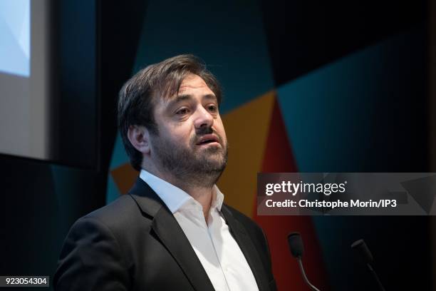 Enrique Martinez, Chief Executive Officer of Fnac Darty attends a news conference to announce the company's 2017 annual results presentation on...