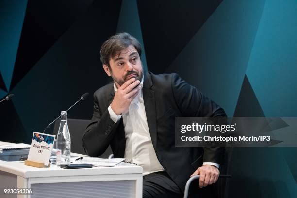 Enrique Martinez, Chief Executive Officer of Fnac Darty attends a news conference to announce the company's 2017 annual results presentation on...