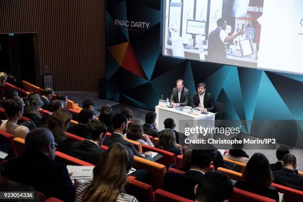 Jean Brieuc Le Tinier , Fnac Darty Group Chief Financial Officer, and Enrique Martinez , Chief Executive Officer of Fnac Darty attend a news...
