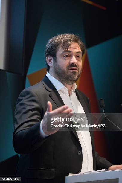 Enrique Martinez, Chief Executive Officer of Fnac Darty attends a news conference to announce the company's 2017 annual results presentation on...