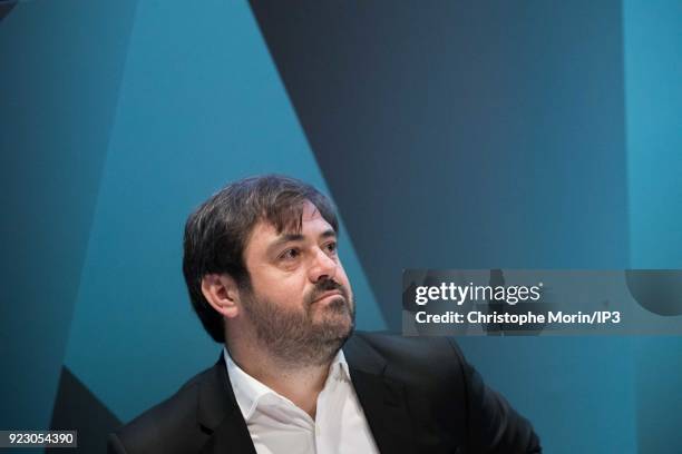 Enrique Martinez, Chief Executive Officer of Fnac Darty attends a news conference to announce the company's 2017 annual results presentation on...