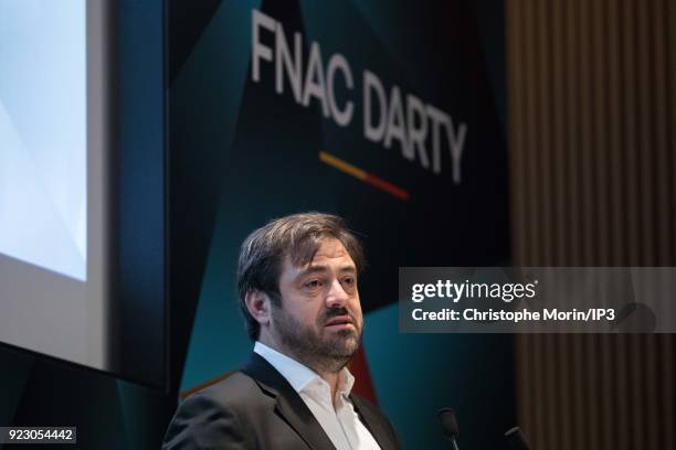 Enrique Martinez, Chief Executive Officer of Fnac Darty attends a news conference to announce the company's 2017 annual results presentation on...