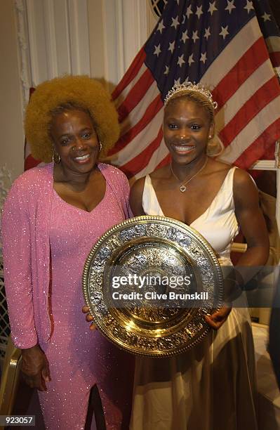 Wimbledon singles champion Serena Williams of the USA with her mother at the All England Lawn Tennis and Croquet Club Champions Dinner at the Savoy...