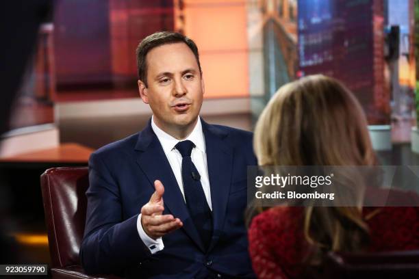 Steven Ciobo, Australia's trade and investment minister, speaks during a Bloomberg Television interview in New York, U.S., on Thursday, Feb. 22,...