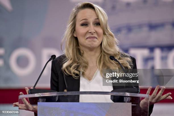 Marion Marechal-Le Pen, France's National Front politician, pauses while speaking at the Conservative Political Action Conference in National Harbor,...