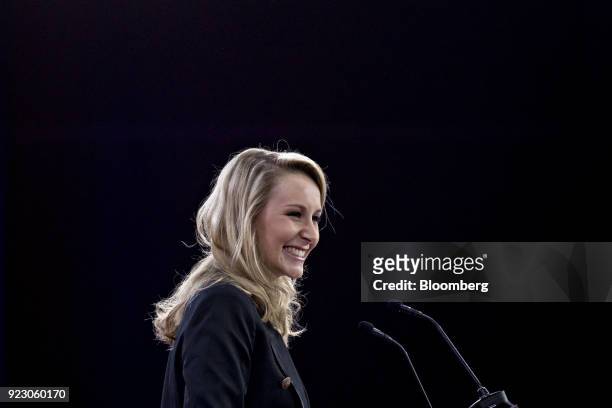 Marion Marechal-Le Pen, France's National Front politician, smiles while speaking at the Conservative Political Action Conference in National Harbor,...