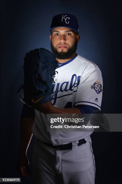 Pitcher Kelvin Herrera of the Kansas City Royals poses for a portrait during photo day at Surprise Stadium on February 22, 2018 in Surprise, Arizona.