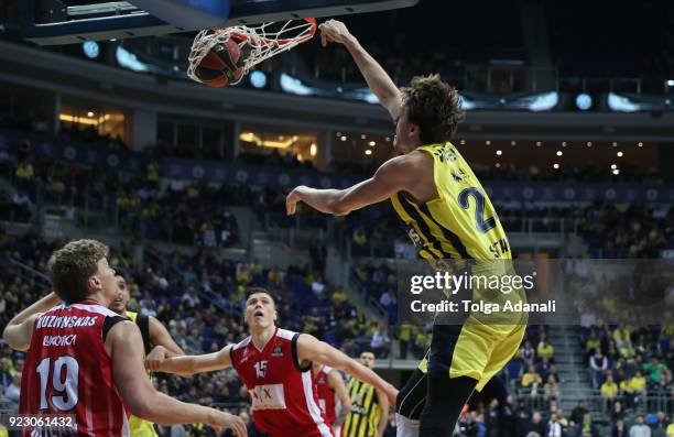 Jan Vesely, #24 of Fenerbahce Dogus in action during the 2017/2018 Turkish Airlines EuroLeague Regular Season Round 23 game between Fenerbahce Dogus...