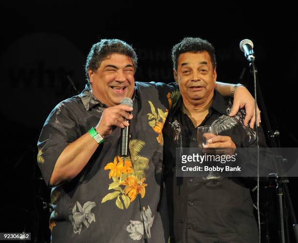 Vincent Pastore and Gary US Bonds attends the WHY Guys That Rock event at the Hard Rock Cafe, Times Square on October 22, 2009 in New York City.
