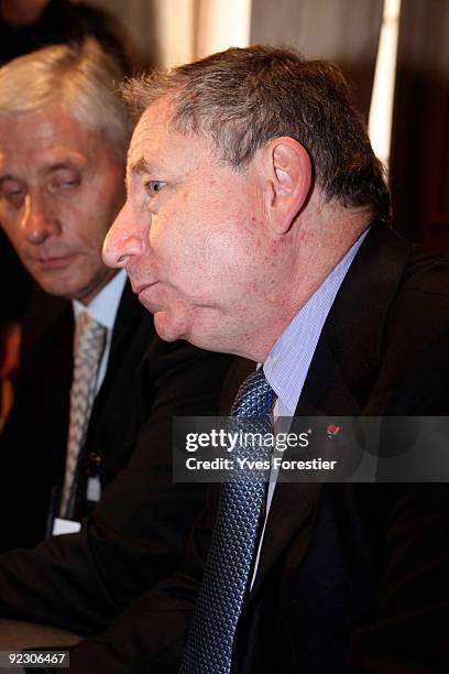 Jean Todt leaves the Westin Hotel after being elected president of the FIA.(FIA on October 23, 2009 in Paris, France. Todt, the former Ferrari team...