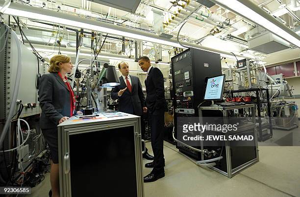 President Barack Obama tours a research laboratory at the Massachusetts Institute of Technology , an institution that has been developing cutting...