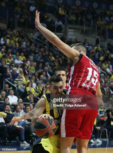 Kostas Sloukas, #16 of Fenerbahce Dogus in action during the 2017/2018 Turkish Airlines EuroLeague Regular Season Round 23 game between Fenerbahce...