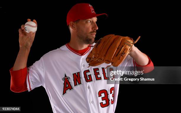 Jim Johnson of the Los Angeles Angels poses during Los Angeles Angels Photo Day at Tempe Diablo Stadium on February 22, 2018 in Tempe, Arizona.