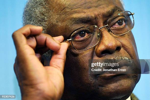 House Majority Whip Rep. James Clyburn discusses details for seniors in current health care reform legislation at the U.S. Capitol on October 23,...